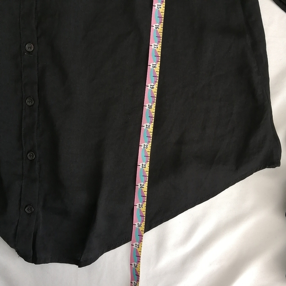 Free People Walk This Way Off the Shoulder Black Satin Button Blouse Small - Picture 13 of 14